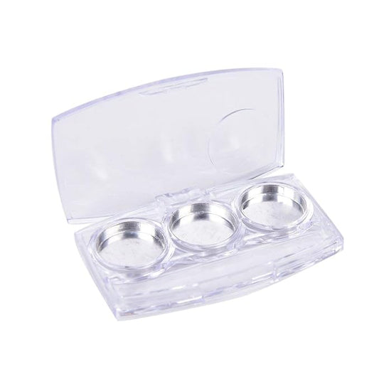 10 Pcs Clear Empty Eyeshadow Palette Plastic Eyeshadow Storage Box Case with 3 Grids Palettes Lipstick Box Pigment Palette Tray Plastic Cosmetics Container Box DIY Makeup Powder Sample Box-Velvo Beauty