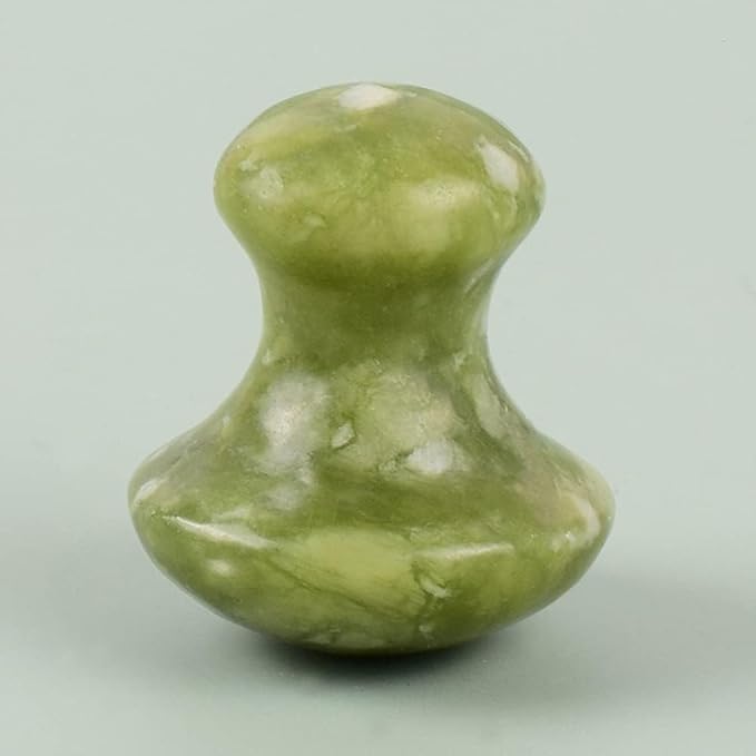 Mushroom Jade Gua Sha Facial Tools, Jade Roller Guasha Massage White Crystal Jade Stone Mushroom Shaped Face Lift Remove Wrinkles Massager for Women Spa, Body Relaxing (Green Jade)-Velvo Beauty