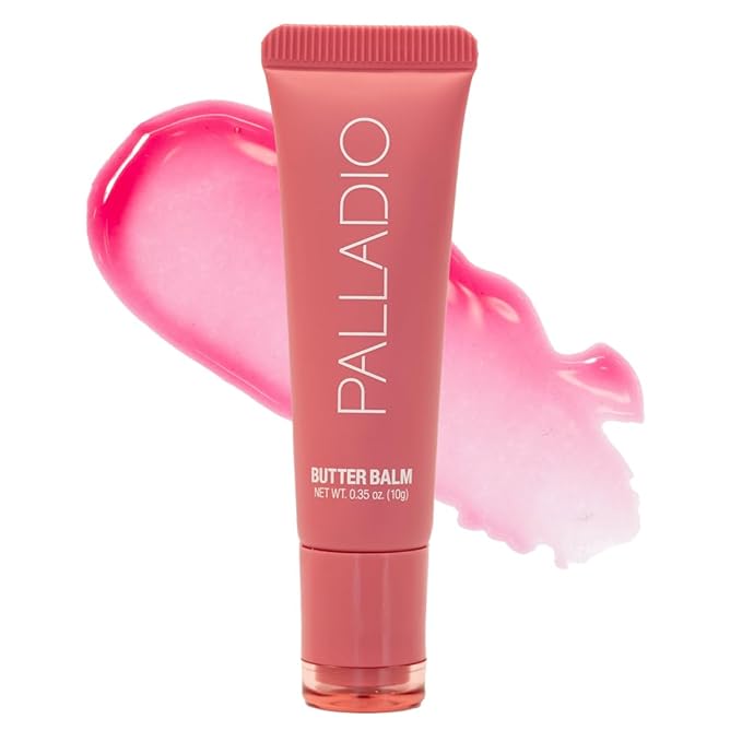 Palladio Butter Balm - Hydrating Lip Balm with Sheer Tint, Aloe, Peptides, Shea Butter, and Vegan Formulation for Instant Moisture, Shine, and Soothing Lip Care, Strawberry Shortcake-Velvo Beauty