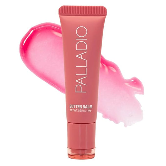Palladio Butter Balm - Hydrating Lip Balm with Sheer Tint, Aloe, Peptides, Shea Butter, and Vegan Formulation for Instant Moisture, Shine, and Soothing Lip Care, Strawberry Shortcake-Velvo Beauty