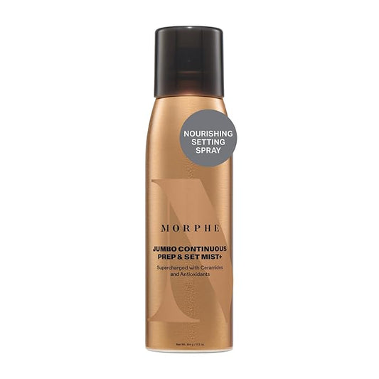 Morphe Jumbo Continuous Prep & Set Face Mist - Hydrating Setting Spray for Makeup & Skin Prep - Enriched with Ceramides and Antioxidants for a Radiant Finish (6.5 oz)-Velvo Beauty