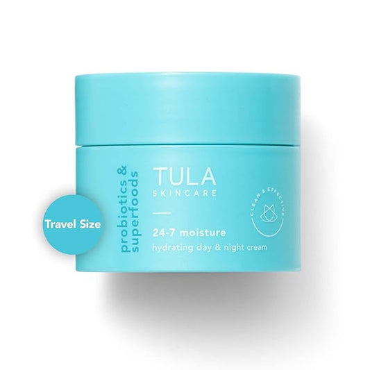 TULA Skin Care 24-7 Moisture Hydrating Day and Night Cream - Travel-Size, Ultra Nourishing Moisturizer for Face, Soothes Skin, Maintain Skin Balance & Improve Skin Smoothness, 0.5 oz.-Velvo Beauty
