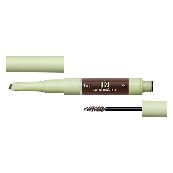 Pixi Natural Brow Duo - Deep Brunette, Precision Pencil & Tinted Gel, Waterproof Brow Shaper for All-Day Hold, Paraben-Free, 0.2oz-Velvo Beauty