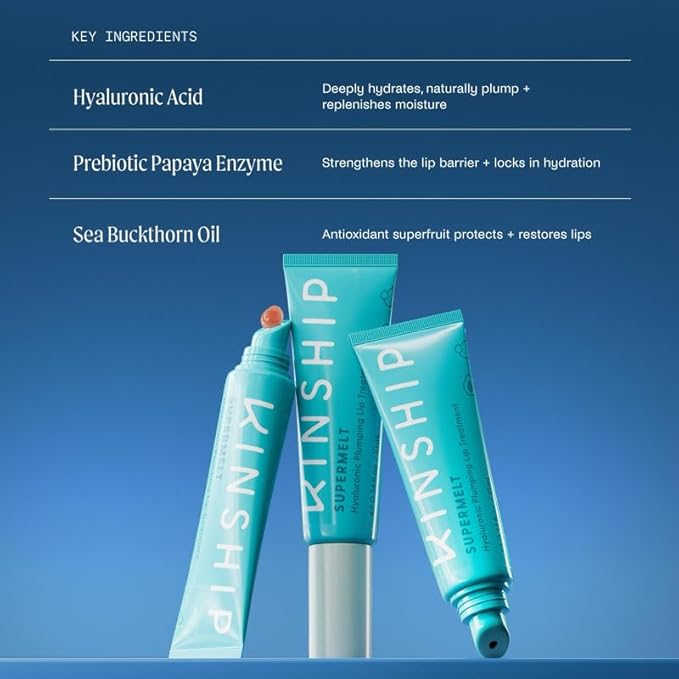 Kinship Supermelt Lip Plumping Jelly Mask - Moisturizing Daily Lip Treatment + Hyaluronic Acid - Hydrating + Exfoliating Lip Gloss - Soft, Smooth, Plump - Quick Melting Balm - Soothe Dry Lips (.3 oz)-Velvo Beauty