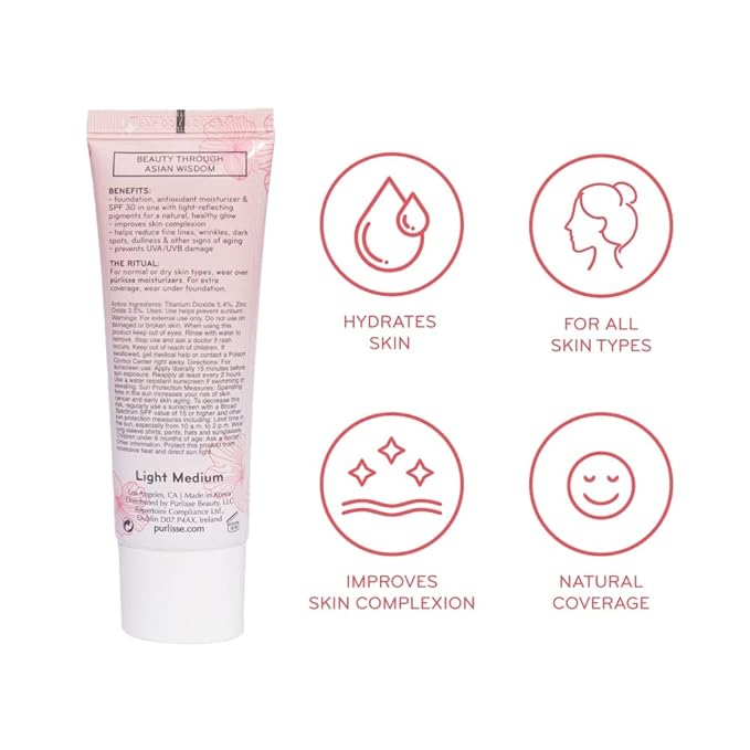 pūrlisse Radiant Glow Illuminating BB Cream with SPF 30 - Glow BB Cream Enriched with Goji & Hawthorn Berry for Dewy Skin - Helps to Improve Skin Texture & Radiance - Fair (1.4 oz)-Velvo Beauty