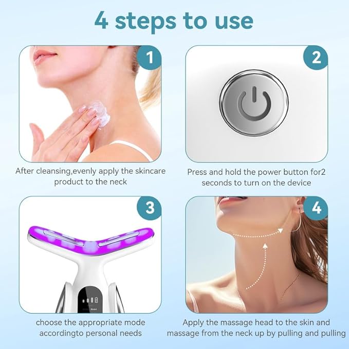 Neck Face Massager, 7-in-1 Portable Facial Massager for Enhanced Face, Neck and Shoulder Care with Vibrating and Warming Function，White-Velvo Beauty