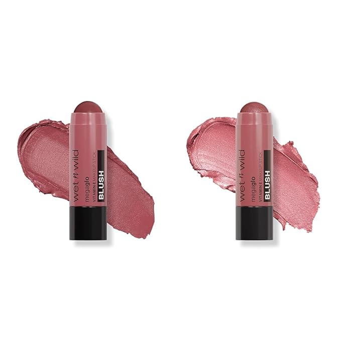 wet n wild Mega Glo Makeup Stick 2-Pack Bundle with Say It Ain't Rose & Current Jam Shades - Buildable Color for Eyes, Cheeks & Lips-Velvo Beauty