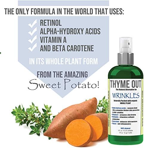 All Natural Anti-Wrinkle Face Mist Spray with Thyme, Bakuchiol, AHA, Beta Carotene and Potassium - Fights Wrinkles, Fine Lines, Inflammation, and Dryness While Boosting Collagen (4 oz)-Velvo Beauty
