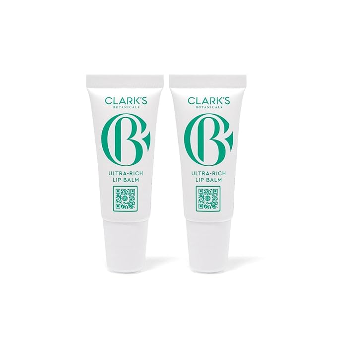 Clark's Botanicals Mini Ultra Rich Lip Balm: Travel Size Plumping Moisturizer with Collagen and Shea, Mango & Avocado Butter + Vitamin E, Stimulating Organic Lip Treatment | 0.13 fl oz (Pack of 2)-Velvo Beauty