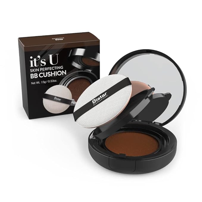 Sistar Skin Perfecting BB Cushion Full Coverage Long Lasting Natural Glow Foundation On The Go Case With Mirror (Deep)-Velvo Beauty