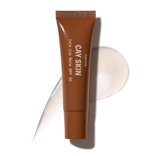 Cay Skin Isle Lip Balm SPF 30 – High Shine, Hydrating + Sheer Lip Gloss in Vanilla Brown Sugar Flavor – Formulated with Natural Ingredients for All Skin Tones – Clear-Velvo Beauty
