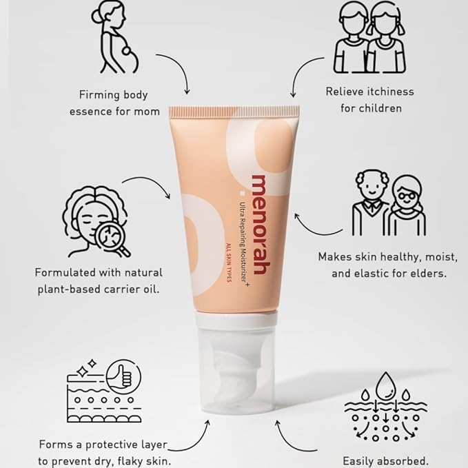 menorah skincare - Ultra Repairing Moisturizer Set, Rich+Lightweight Texture, for Face, Hands, Heels, Elbows Healing, Fast Absorbing Hydration, Relieve itchiness, Meadowfoam Seed Oil, Vitamin E, B3-Velvo Beauty