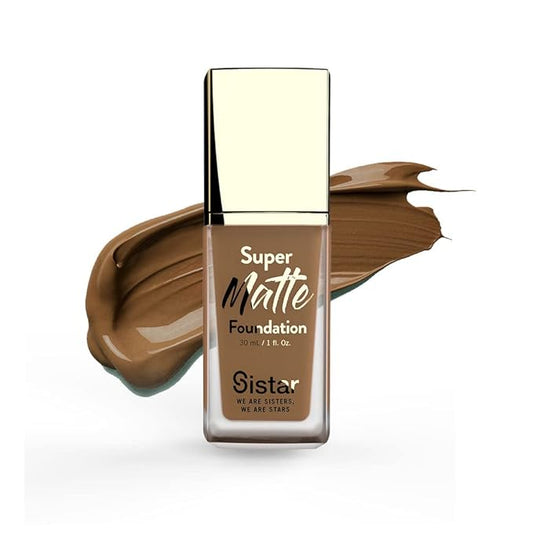 Sistar Super Matte Foundation Perfecting Liquid Foundation Full Coverage Control Shine Weightless Longwearing 30 mL / 1 fl. oz. (Rich)-Velvo Beauty