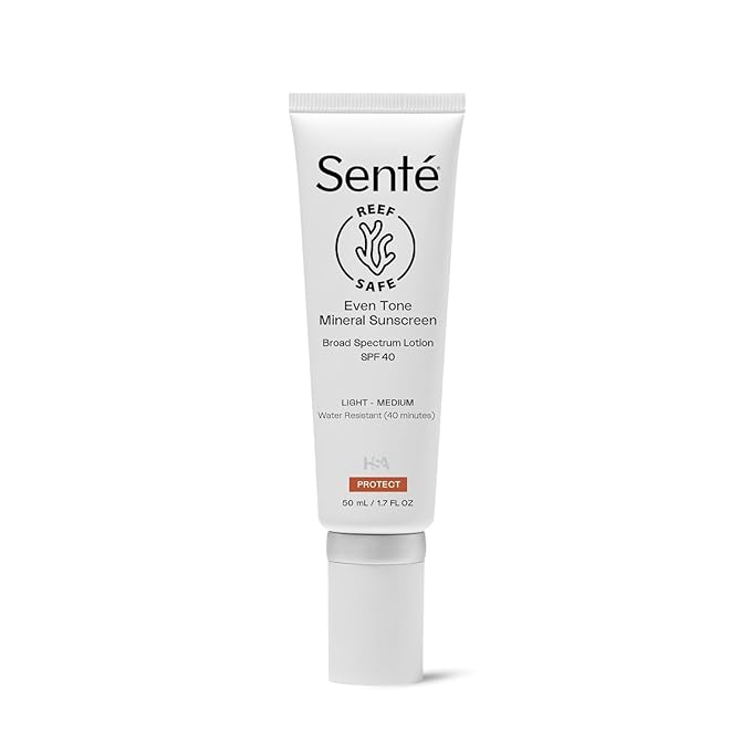 Senté Even Tone Mineral Sunscreen Tinted | SPF 40 Light-Medium | Hydrating, Lightweight Sun Protection Treatment for Redness & Discoloration | UVA/UVB & Blue Light Defense | 1.7 oz-Velvo Beauty