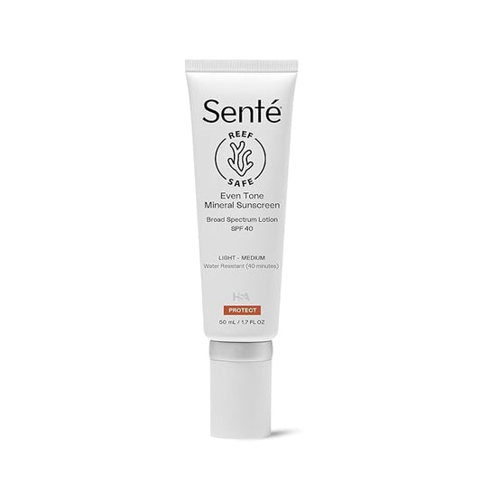 Senté Even Tone Mineral Sunscreen Tinted | SPF 40 Light-Medium | Hydrating, Lightweight Sun Protection Treatment for Redness & Discoloration | UVA/UVB & Blue Light Defense | 1.7 oz-Velvo Beauty
