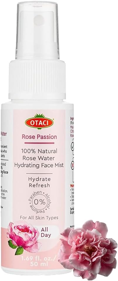 OTACI Rose Passion Face Mist Spray – 100% Natural Rose Water Hydrating Mist for Glowing, Refreshed Skin – Travel Size 50ml – Vegan, Alcohol-Free, for All Skin Types-Velvo Beauty