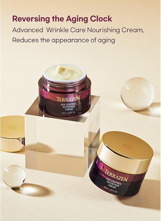 Terrzen Korean Face Cream Age Control Nutrition, 1.69 fl.oz. (50ml), Reduce Wrinkle, Hyaluronic Acid + Plant Stem Cell + Real Protein + Plant Squalane-Velvo Beauty