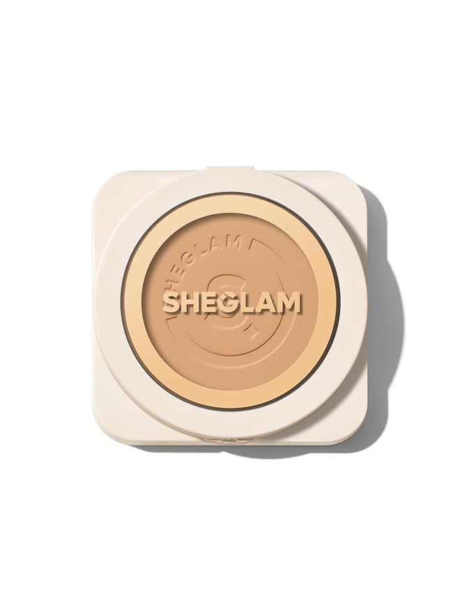 SHEGLAM SKin-Focus Full Coverage Powder Foundation Oil-Control Lightweight Face Pressed Powder Makeup-Warm Vanilla-Velvo Beauty
