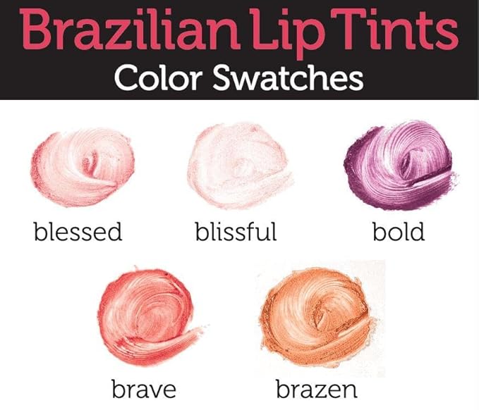 Eco Lips Vegan Cruelty-Free Brazilian Lip Tint Variety Pack - 100% Natural Lip Balm (Blessed, Blissful, Brave, Brazen, Bold) (5 Pack) | Made in USA-Velvo Beauty