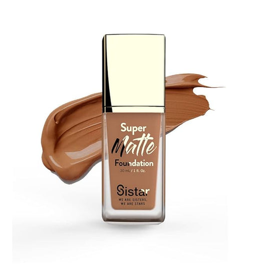 Sistar Super Matte Foundation Perfecting Liquid Foundation Full Coverage Control Shine Weightless Longwearing 30 mL / 1 fl. oz. (Mahogany)-Velvo Beauty