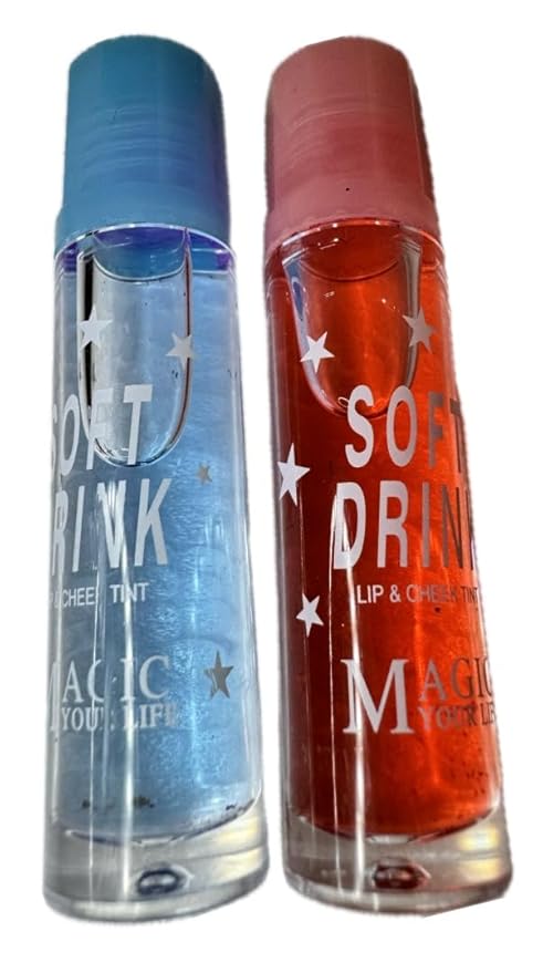 Lip Balm with Fruit Flavors, Moisturizing Lip Oil Tint, Liquid Lip Gloss (blue/orange), 1 Count (Pack of 1)-Velvo Beauty