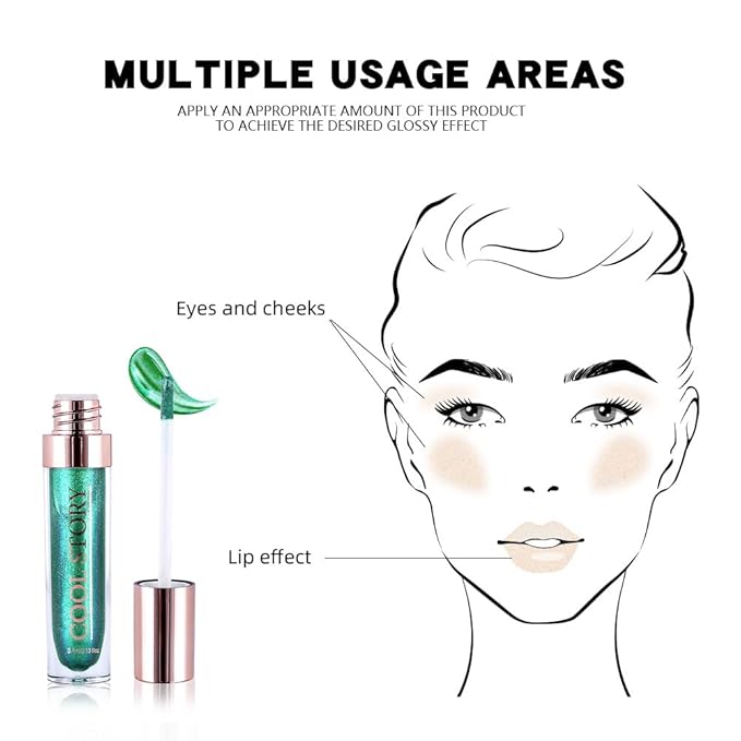 GECOMO Colorful Explosive Pearlescent Lip Gloss 3D Multifunctional Fine Glitter Chameleon Lip Gloss Polarized Diamond Makeup,Magic Big Brush Color Changing Lip Oil(106# COLORFUL GREEN FLASH)-Velvo Beauty