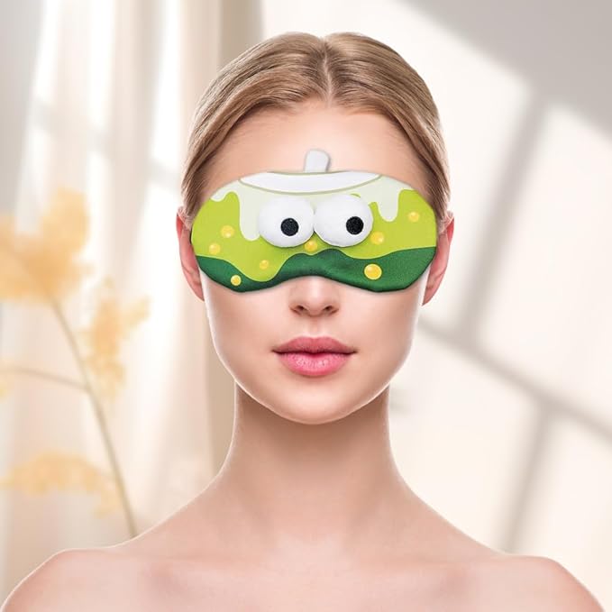 PERFECTSIGHT Sleep Eye Masks, Cute Plush Sleep Eye Cover Lightweight Adjustable Eyeshade Faux Fur Mask Cover for Women Men Sleep Travel Nap, Bubble Tea-Velvo Beauty