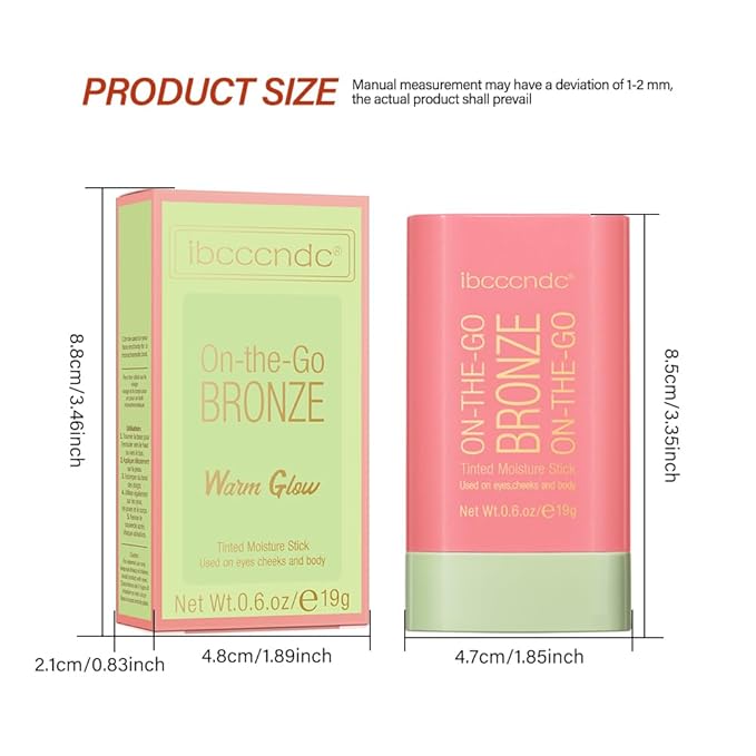 Multi-Use Makeup Bronzer Stick for Effortless Glow - Hydrating Solid Moisturizer with Natural Bronze Tint for Eyes, Lips & Cheeks (# 1Warm Glow)-Velvo Beauty