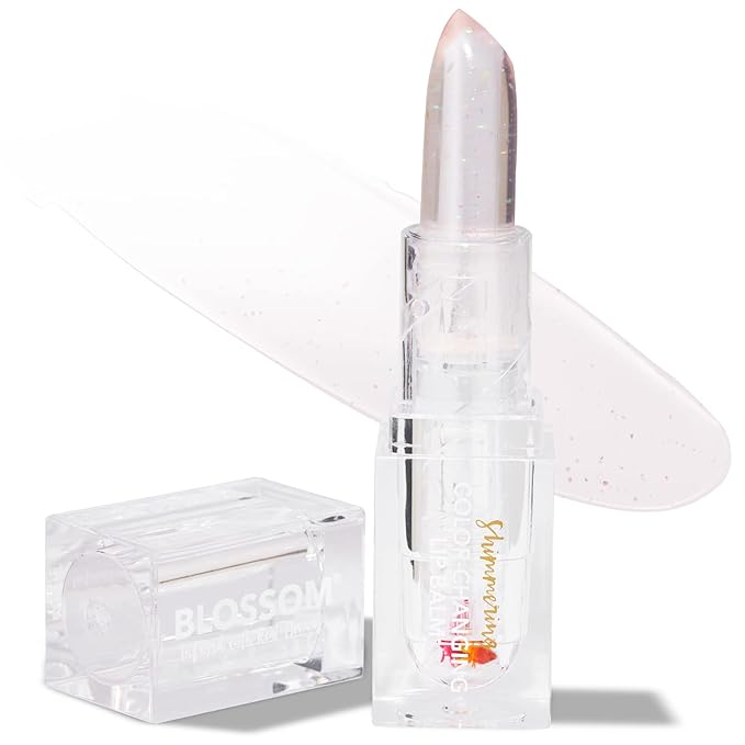 Blossom Moisturizing Color Changing Shimmering Lip Balm Sparkle Lip Stain Tint, Infused with Real Flowers, 3g, Crystal-Velvo Beauty