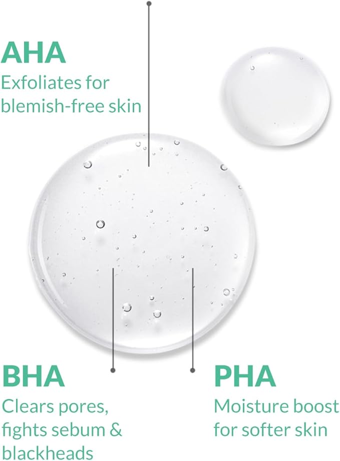 AHA BHA PHA Purifying Refresh Toner - Skin Trouble Eraser, Immediate Exfoliation & Sebum Removal - Contains Niacinamide for Breakouts - Removes Blocked Sebum & Dead Skin Cells, 6.76 f l. oz-Velvo Beauty