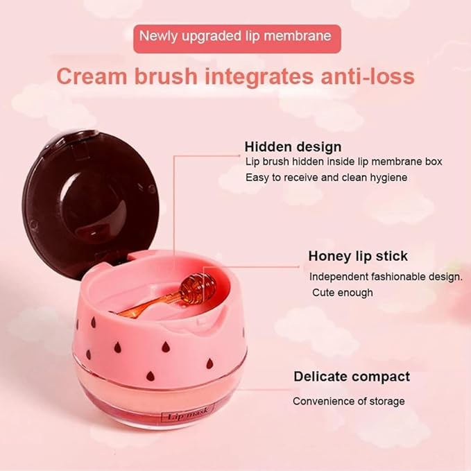 2PCS Bee Lip Balm Honey Pot & Strawberry Vitamin E Lip Sleep Masks Hydrating Prevention Dry and Cracked Lip Scrubs Exfoliator, Reduces Lip Lines，Lip Exfoliating Balm Sleeping Lip Mask-Velvo Beauty
