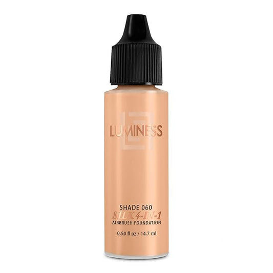 Luminess Air Silk 4-In-1 Airbrush Foundation- Foundation, Shade 060 (.5 Fl Oz) - Sheer to Medium Coverage - Anti-Aging Formula Hydrates and Moisturizes - Professional Makeup Kit for Cordless Air Brush-Velvo Beauty