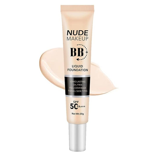 BB Cream with SPF 50, BB Cream Full Coverage, Hide Pores Blemishes, Nude Makeup Base, Even Skin Tone, Long Lasting Oil Control, Hydration BB Cream, Natural Finish for All Skin Types (Ivory)-Velvo Beauty