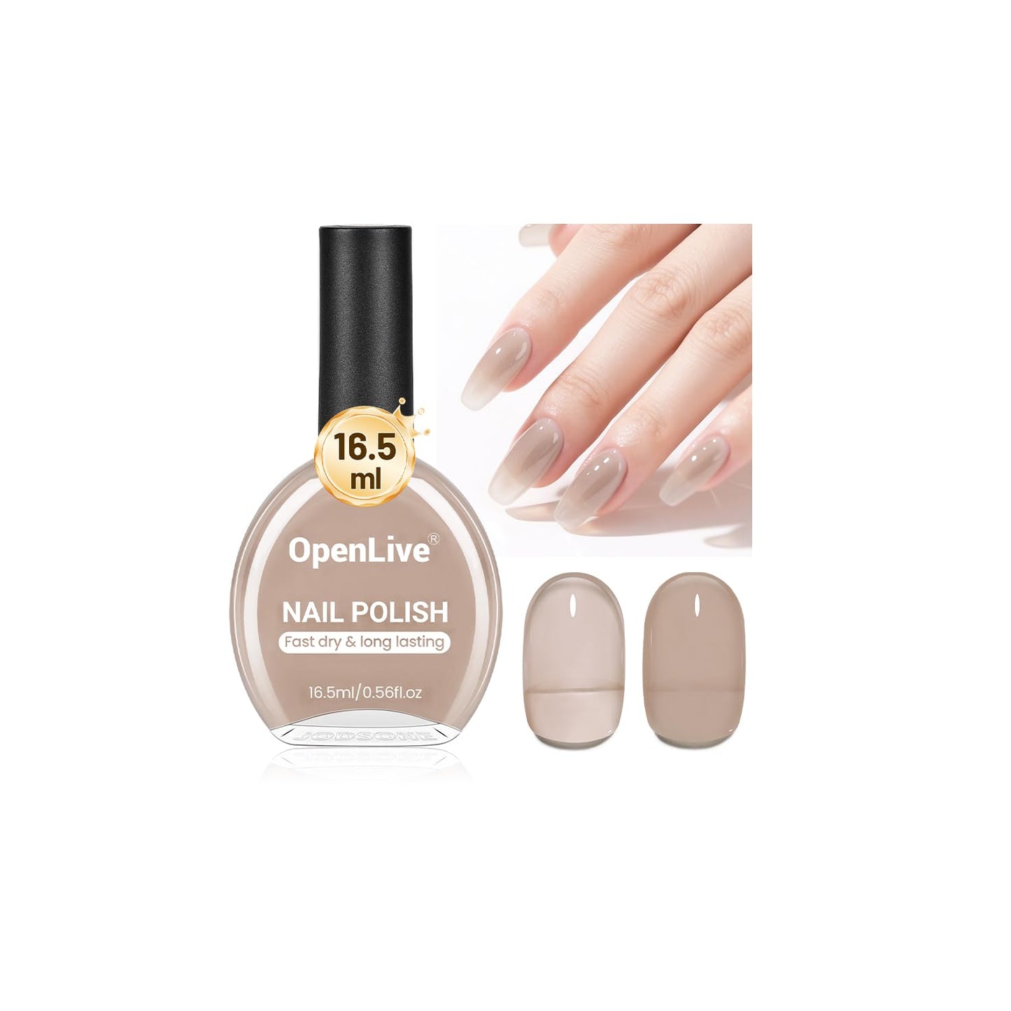 16.5ml Jelly Nude Brown Nail Polish Large Volume Quick Dry Nail Polish, Long Lasting Shine, Fingernail Toenail Nail Art DIY Home Travel Nail Art Gift-Velvo Beauty