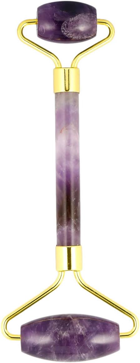 mookaitedecor Amethyst Stone Roller for Face Massage Neck, Anti-Aging Facial Massager with Double Rollers-Velvo Beauty