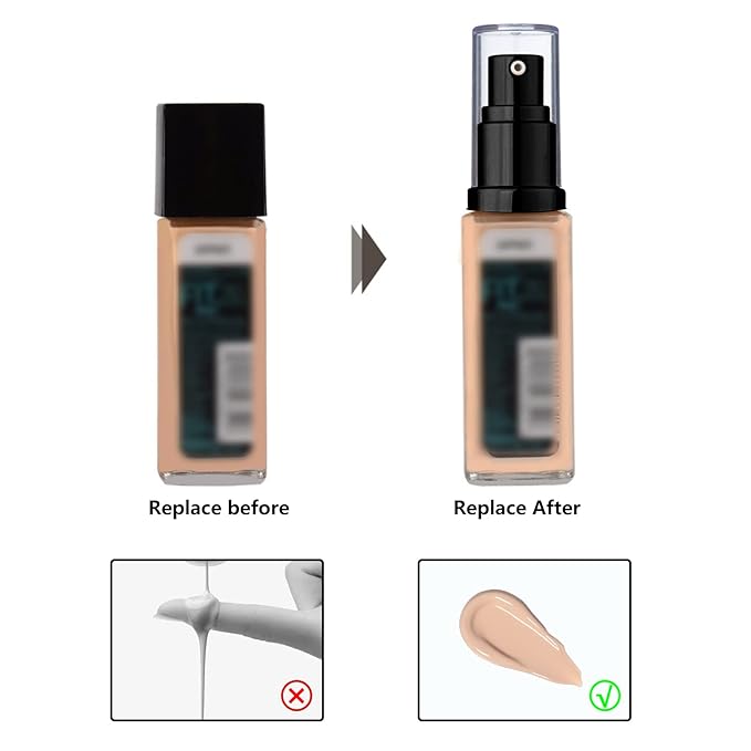 Chris.W 2Pack Foundation Pump Compatible with Maybelline Fit Me Liquid Foundation Makeup (Black+Black)-Velvo Beauty