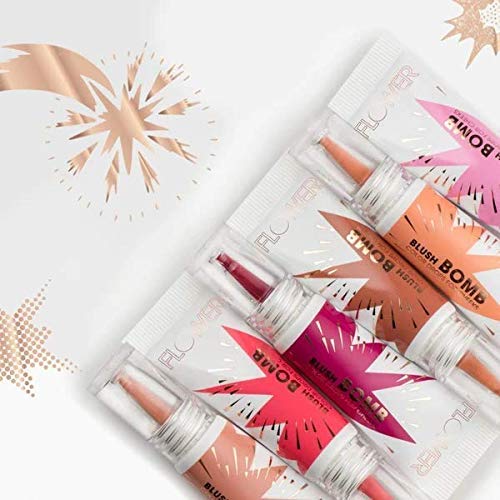 FLOWER Beauty By Drew Barrymore Liquid Blush Makeup Bomb Color Drops -Silky Lightweight Formula + Gel Cream Blush for Cheeks - Radiant + Glossy Finish - Buildable + Lightweight Formula - Cruelty-Free + Vegan (Melon)-Velvo Beauty