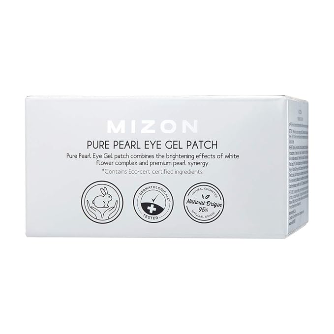 MIZON Pure Pearl Eye Gel Patch with Pearl, Diamond Powder, and Niacinamide for Radiance, Firming, and Nourishment – 60pcs – Improves Dark Circles and Luminosity-Velvo Beauty