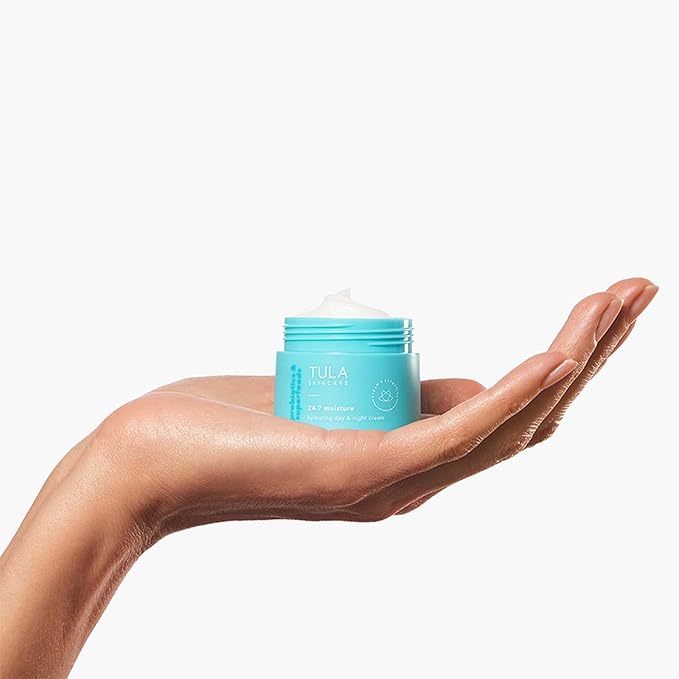 TULA Skin Care 24-7 Moisture Hydrating Day and Night Cream - Travel-Size, Ultra Nourishing Moisturizer for Face, Soothes Skin, Maintain Skin Balance & Improve Skin Smoothness, 0.5 oz.-Velvo Beauty
