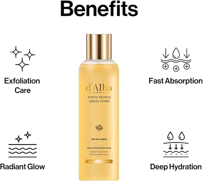 d'alba Piedmont White Truffle Moisturizing Serum Toner, Glass Skin with Double Vitamin Skincare, Face Moisturizer, (6.08fl. oz)-Velvo Beauty