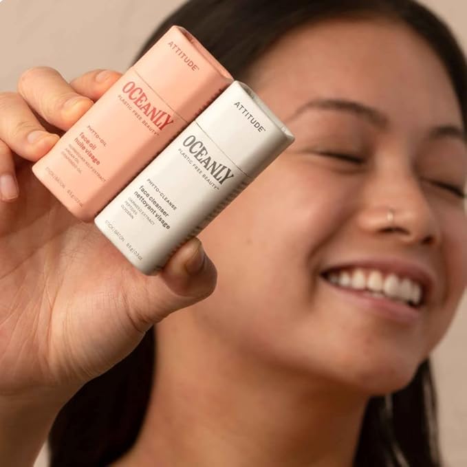 ATTITUDE Oceanly Radiant Skin Daily Facial Care Routine Box Set, EWG Verified, Plastic-free, Plant and Mineral-Based Ingredients, Vegan and Cruelty-free, PHYTO GLOW, Set of 4 Travel Size Bars-Velvo Beauty