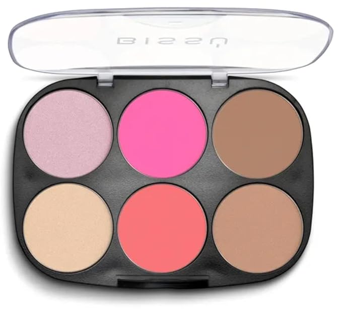 Bissú 6 colors Makeup Palette (4grms each color) includes 2 highlighters, 2 Bronzers, 2 Blushes (La Chida)-Velvo Beauty