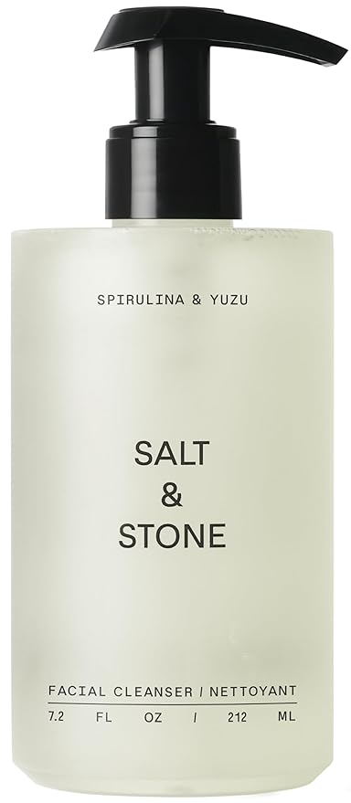 Salt & Stone Facial Cleanser for Women & Men, Spirulina & Yuzu Gentle Facial Wash with Hyaluronic Acid, Squalane, For All Skin Types, Vegan, Cruelty Free, 7.2 oz-Velvo Beauty