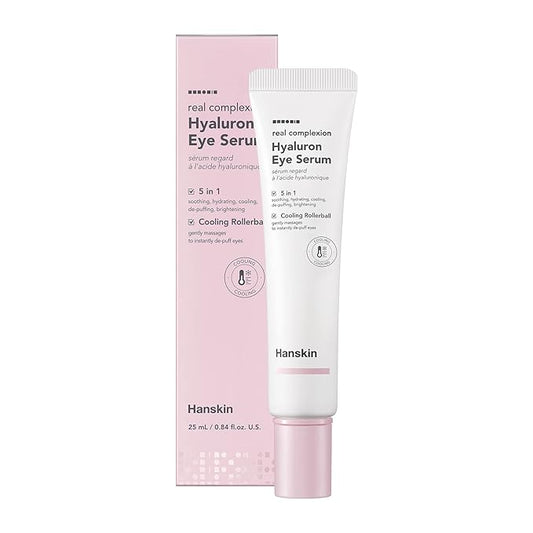 Hanskin Real Complexion Hyaluron Eye Serum, 360° Eye Massage Applicator, De-Puff Moisturize Hydrate [25ml]-Velvo Beauty