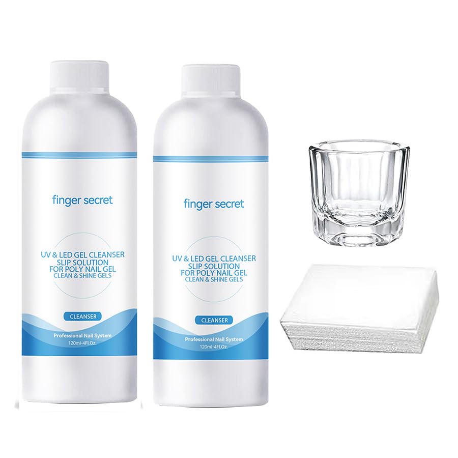 Poly Gel Slip Solution 8 oz,Nail Slip Solution Kit Nail Cleaner Slip Solution For Builder Gel Nails,2PCS Poly Nail Gel Slip Solutions Anti-stick Gel Cleanser for Nails Poly Nail Gel-Velvo Beauty