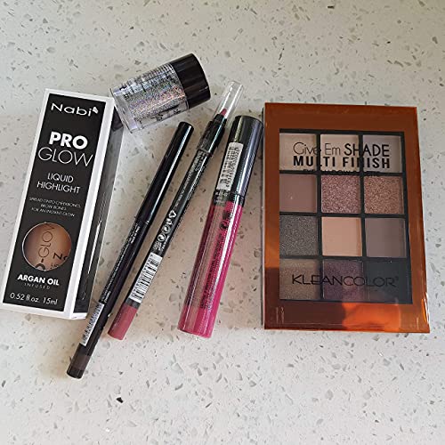 Beauty Bundle Box of 5 Full Size Cosmetic Products, Great gifts under $10, Includes a range of products eyeshadow, eyeliners, lip liners, glitter, lip gloss, bronzers, & highlighters-Velvo Beauty