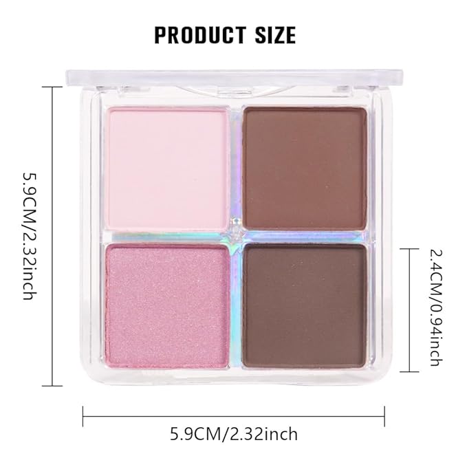 evpct Pink Powder Eyeshadow Quad Palette, Light Pink Rose Nude Chocolate Dark Brown Matte Glitter Shimmer Matte High Pigment Eye Shadow Palette Makeup for older Women, Smudge Proof Vegan Cruelty-free-Velvo Beauty