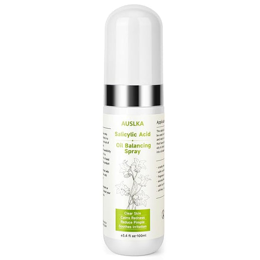 AUSLKA Salicylic Acid Oil Balancing Spray with 2% Salicylic Acid Regulates Skin Balance for Pimple and Oily Skin, Fruit Acid Spray for Face & Body (3.4 Fl Oz)-Velvo Beauty
