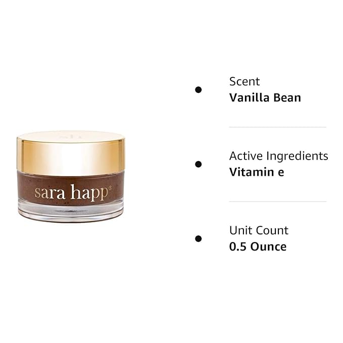 Sara Happ The Lip Scrub: Vanilla Bean Sugar Scrub for Dry Lips - Gently Exfoliate, Polish, and Revitalize Lips with Vitamin E and Jojoba & Grape Oils, Vegan, 0.5 oz.-Velvo Beauty