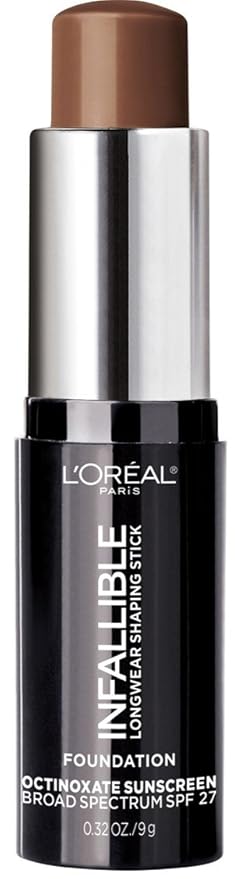 L'Oreal Paris Makeup Infallible Longwear Shaping Stick Foundation, 412 Espresso, 1 Tube, 0.32 Ounce-Velvo Beauty
